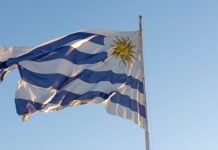 La bandera de Uruguay.