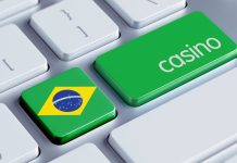 Un teclado con la bandera de Brasil y un botón que dice casino.