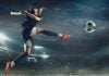 Una futbolista pateando un balón, representativa del reclamo por el reparto de La Quiniela en España.