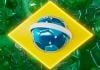 bandera de brasil con pelota de fútbol
