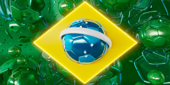 bandera de brasil con pelota de fútbol