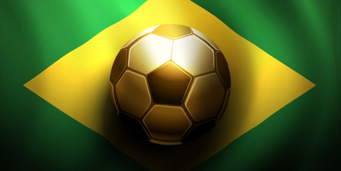 bandera de brasil con balón