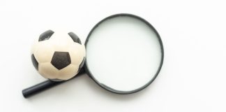 lupa apuntando a pelota de fútbol