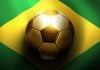 bandera de brasil con balón de fútbol