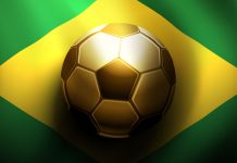 bandera de brasil con balón de fútbol